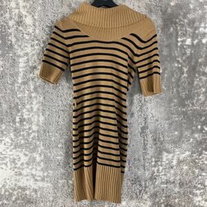 Body Central Size S Striped Cowl Neck Sweater Dress Brown Short Sleeve
